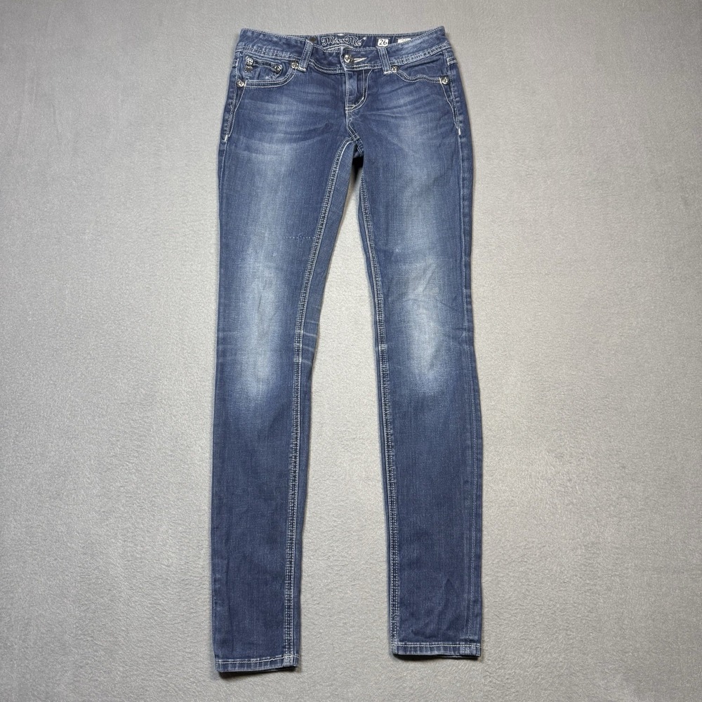 Miss Me Jeans Womens 26 (27x31) Skinny Lowrise Studded Embroidered Y2K